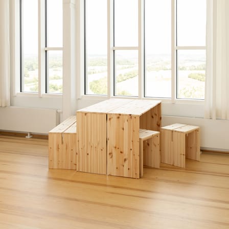 Table rectangulaire Join-In bois naturel / Set 2 tables dissociables - L 124 x larg. 39/79 cm - KARUP