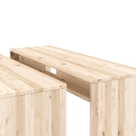 Table rectangulaire Join-In bois naturel / Set 2 tables dissociables - L 124 x larg. 39/79 cm - KARUP