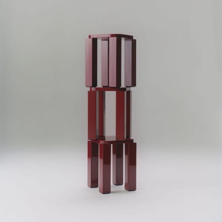 Tabouret Atlas bois rouge / Carré - NEW WORKS