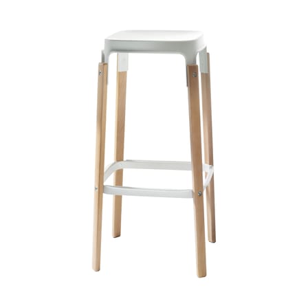 Steelwood Bar stool metal white natural wood Wood & metal - H 78 cm - Magis