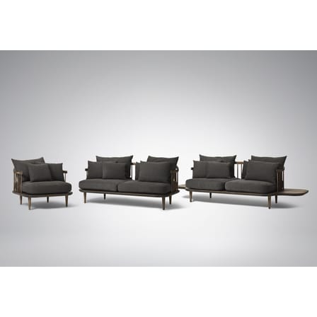 Canapé droit FLY tissu gris bois naturel / 2 places - L 162 cm - &tradition