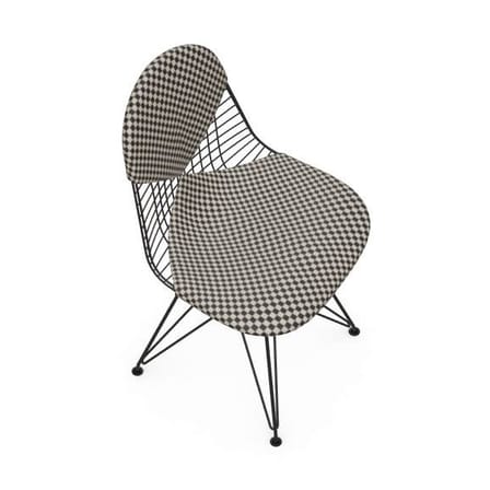 Chaise rembourrée Wire Chair DKR métal tissu noir / By Charles & Ray Eames, 1951 - Vitra