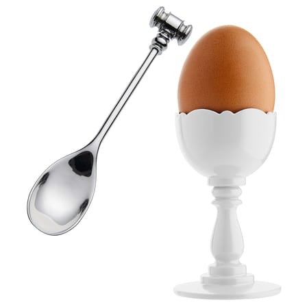 Coquetier Dressed plastique blanc / PMMA - Avec cuillère à œuf - Alessi