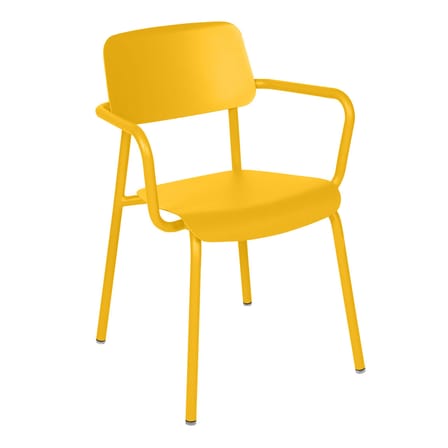 Fauteuil empilable Studie métal jaune / Aluminium - Fermob