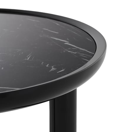 Table basse K-TOP noir / Ø 60 x H 50 cm - Plateau grès effet marbre - Kartell