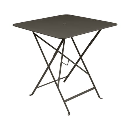 Table pliante Bistro métal marron / 71 x 71 cm - 3/4 personnes - Trou parasol - Fermob