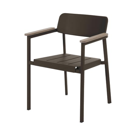 Fauteuil empilable Shine métal marron / accoudoirs bois - Emu