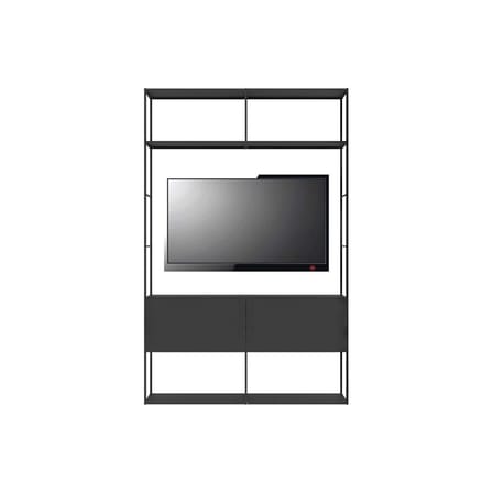 Bibliothèque Easy Irony TV métal noir / Compo E - L 146 x H 226 cm - Zeus