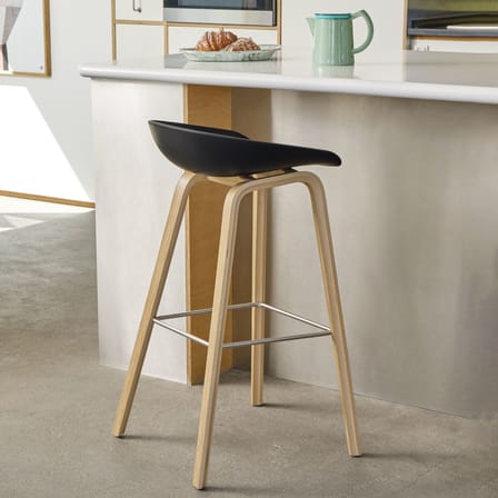 Tabouret de bar About a stool AAS 32 plastique noir / H 75 cm - Hay