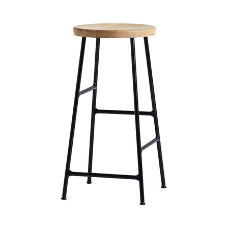 Tabouret de bar Cornet métal noir bois naturel / H 65 cm - Hay