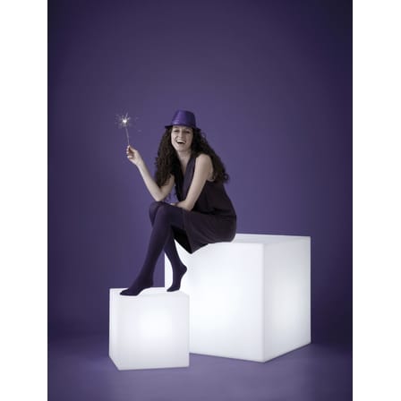 Table d'appoint lumineuse Cubo LED RGB OUTDOOR plastique blanc / 50 cm - sans fil - Slide
