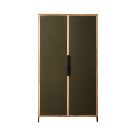 Armoire Pioneer Canvas bois vert / L 100 x P 37,5 x H 180 cm - Portes tissu - HK LIVING