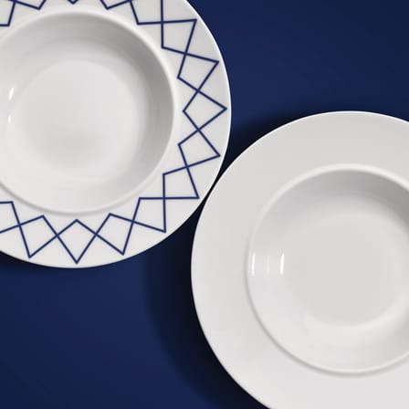 Set 4 assiettes creuses La Bella Tavola -  céramique blanc / Ettore Sottsass - Alessi