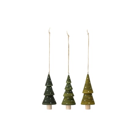 Jayli Bauble wood green / Set of 3 - H 11.5 cm - Bloomingville