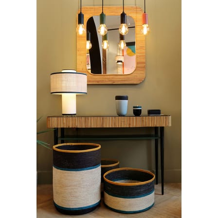 Console: Riviera blu nero legno naturale / Rattan - Cassetto - Maison Sarah Lavoine