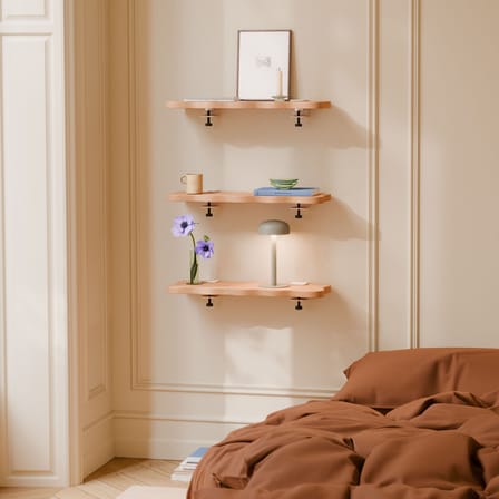Etagère murale Bracket Vague by Uchronia / L 60 cm - Chêne massif - TIPTOE