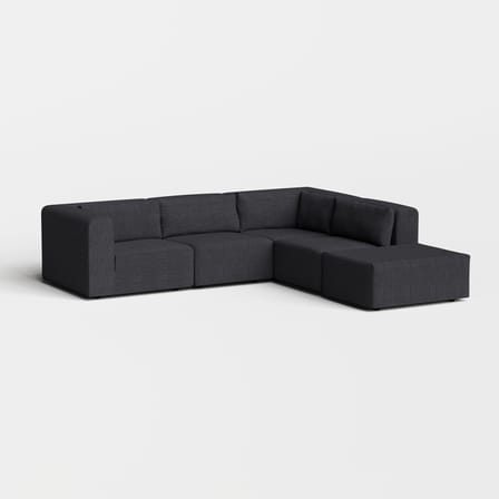 Fauteuil Bridge tissu gris / Module d'angle droite-gauche pour canapé modulable - TIPTOE