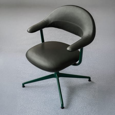 Fauteuil pivotant Mynt Soft cuir vert / Assise & dossier rembourrés - Vitra