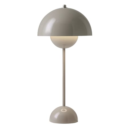 Lampe de table Flowerpot VP3 métal gris beige / H 50 cm - By Verner Panton, 1968 - &tradition