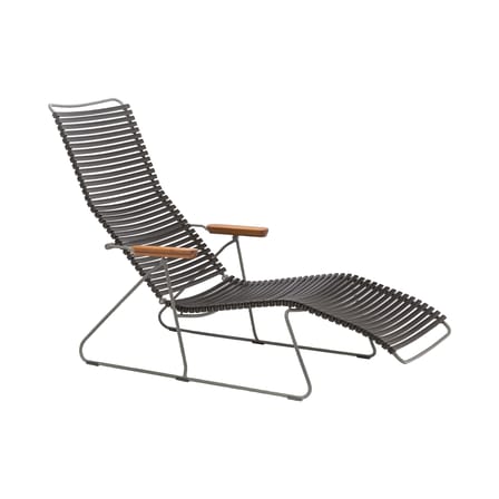Click Reclining deckchair plastic material black / 7 positions - Houe