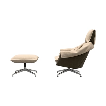 Set fauteuil pivotant & ottoman Bascule Highback tissu beige / Mécanisme d’inclinaison - Piètement 4 branches - Vitra