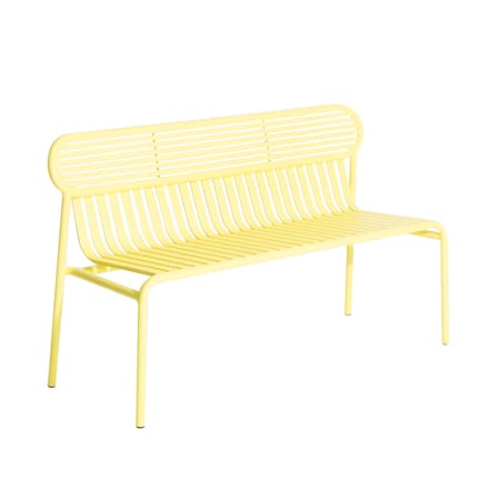 Banc avec dossier Week-End métal jaune / Aluminium - L 121 cm - Petite Friture