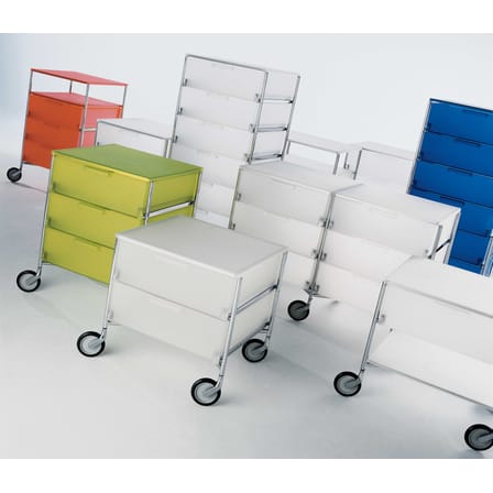 Caisson à roulettes Mobil plastique blanc / 3 tiroirs - Kartell