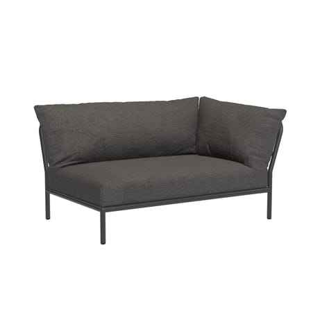 Canapé de jardin modulable Level 2 tissu gris / Dossier extra moelleux - Angle droit - L 139 x P 92,5  cm - Houe
