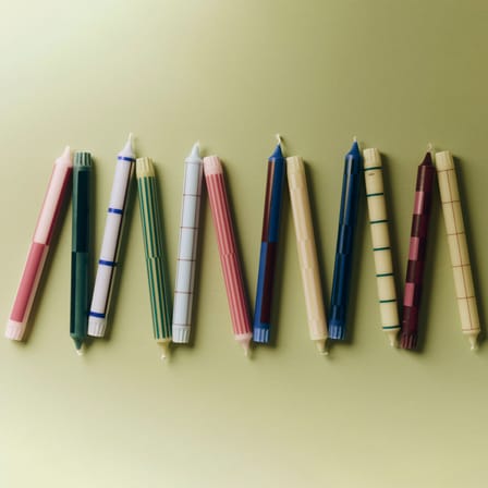 Candela lunga Pattern cera verde / Set da 4 - Hay