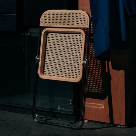 Chaise pliante Plia fibre végétale beige / Paille - Giancarlo Piretti, 1967 - Paille de Vienne - ANONIMA CASTELLI