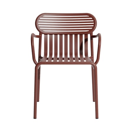 Fauteuil bridge empilable Week-end métal rouge / Aluminium - Petite Friture