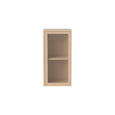 Rangement mural Case bois naturel / L 35 x H 70 cm - 1 porte verre cannelé - Bolia