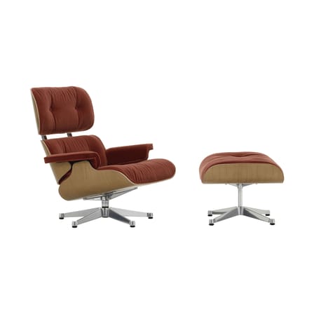 Set fauteuil & repose-pieds Lounge Chair & Ottoman tissu marron / Eames (1956) - Vitra
