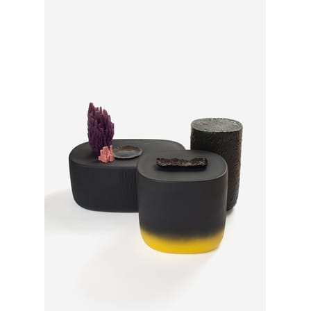 Table d'appoint Touch Medium céramique jaune noir / L 37 x H 34 cm - Moustache