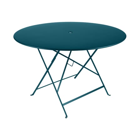 Table pliante Bistro métal bleu / Ø 117 cm - Trou parasol - Fermob
