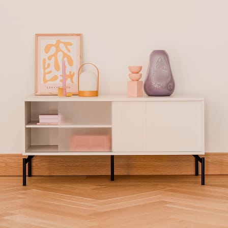 TV Möbel Met Mini holz grau / B 116 x H 55 cm - NOO.MA