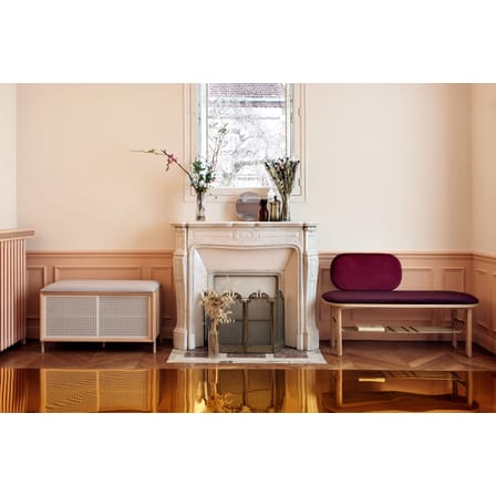 Banc rembourré Eustache tissu bois rouge / L 120 cm - Velours - Hartô