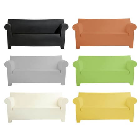 Canapé de jardin 2 places Bubble Club plastique gris / L 189 cm - Philippe Starck, 2000 - Kartell
