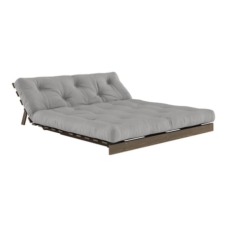 Schlafcouch Roots holz grau / B 160 cm - 3 Positionen / Struktur Braun - KARUP