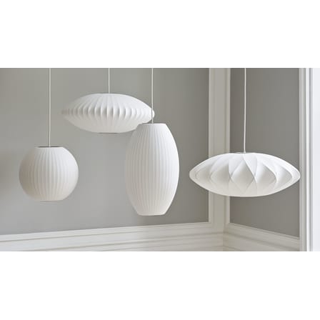 Suspension Bubble Ball tissu blanc / Medium- Motifs verticaux / George Nelson, 1947 - Hay