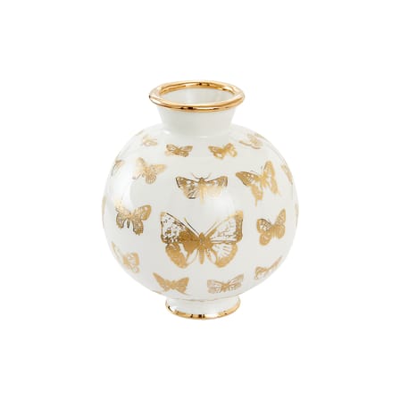 Botanist Butterfly Vase ceramic white gold / Ø 20 x H 23 cm - Porcelain - Jonathan Adler