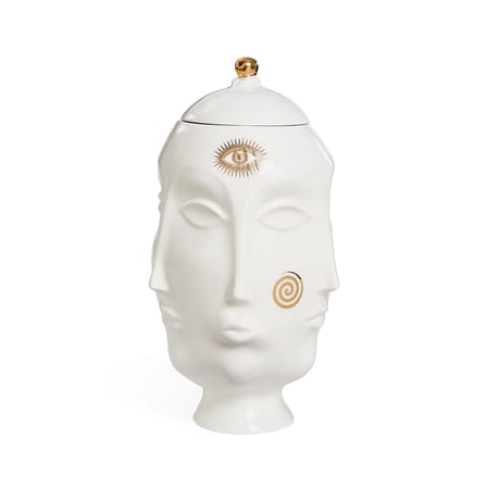 Gilded Muse frida Vase ceramic white gold / Ø 24 x H 31 cm - With lid - Jonathan Adler