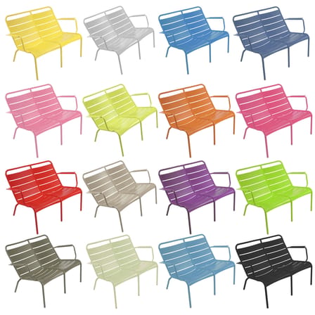 Banc avec dossier Luxembourg Duo métal marron beige / 2 places - L 119 cm - Fermob