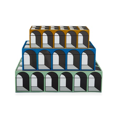 Boîte Arcade Medium bois bleu / 25 x 15 cm x H 7 cm - Jonathan Adler