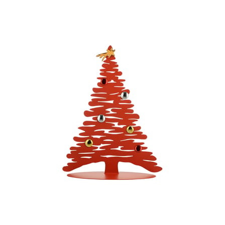 Décoration de Noël Bark Tree métal rouge / H 45 cm - Sapin en acier + 6 aimants colorés - Alessi