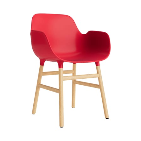 Fauteuil Form plastique rouge / Pieds chêne - Normann Copenhagen