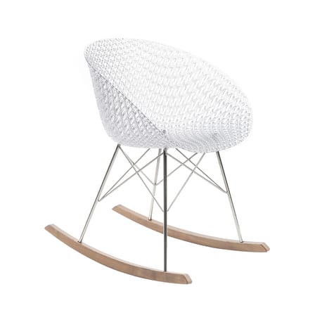 Rocking chair Smatrik plastique transparent / Patins bois - Kartell