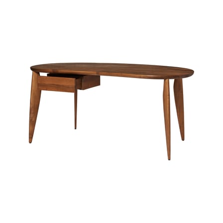 Table ovale Feve bois marron / Bureau - 160 x 86 cm / Tiroir amovible - Ferm Living