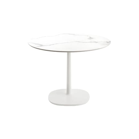 Table ronde Multiplo indoor/outdoor - céramique pierre blanc / Grès effet marbre / Ø 78 cm - Kartell