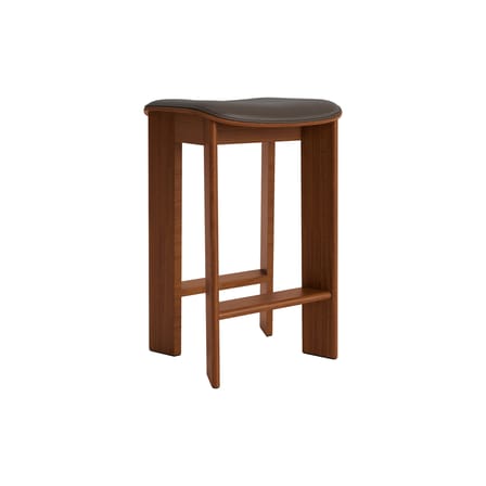 Tabouret haut Chisel 30 Low / H 65 cm - Rembourrage cuir - Hay